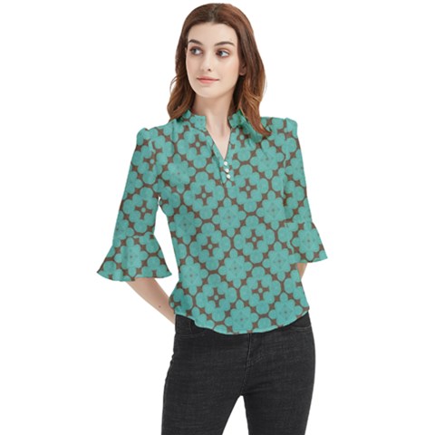 Tiles Loose Horn Sleeve Chiffon Blouse by Sobalvarro