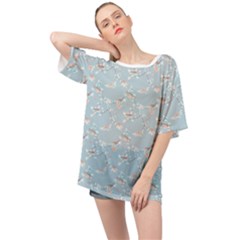 Birds And Flowers Oversized Chiffon Top