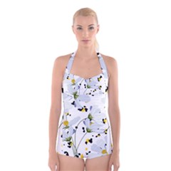 Tree Poppies  Boyleg Halter Swimsuit  by Sobalvarro