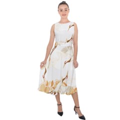 Birds And Flowers  Midi Tie-back Chiffon Dress by Sobalvarro