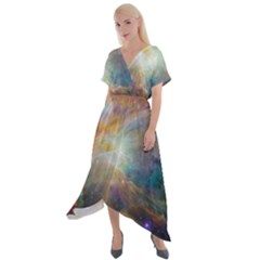 Colorful Galaxy Cross Front Sharkbite Hem Maxi Dress by ExtraAwesomeSauce