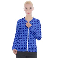 Basket Weave Basket Pattern Blue Casual Zip Up Jacket
