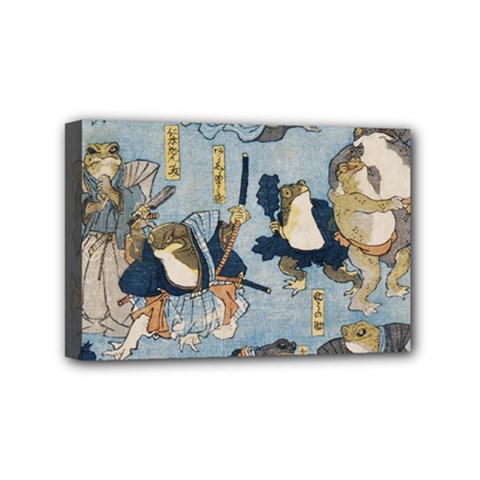 Famous Heroes Of The Kabuki Stage Played By Frogs  Mini Canvas 6  X 4  (stretched) by Sobalvarro