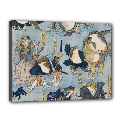 Famous Heroes Of The Kabuki Stage Played By Frogs  Canvas 16  X 12  (stretched) by Sobalvarro