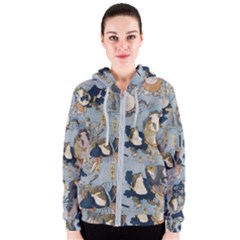 Famous Heroes Of The Kabuki Stage Played By Frogs  Women s Zipper Hoodie by Sobalvarro