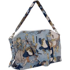 Famous Heroes Of The Kabuki Stage Played By Frogs  Canvas Crossbody Bag by Sobalvarro