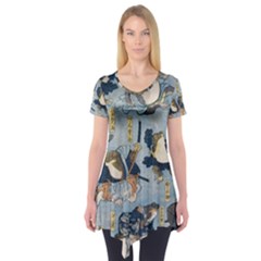 Famous Heroes Of The Kabuki Stage Played By Frogs  Short Sleeve Tunic  by Sobalvarro
