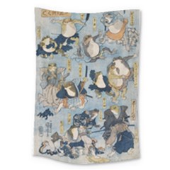 Famous Heroes Of The Kabuki Stage Played By Frogs  Large Tapestry by Sobalvarro
