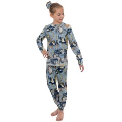 Famous Heroes Of The Kabuki Stage Played By Frogs  Kids  Long Sleeve Set  by Sobalvarro