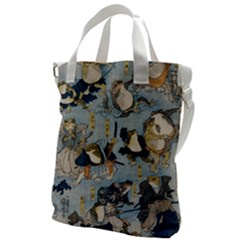 Famous Heroes Of The Kabuki Stage Played By Frogs  Canvas Messenger Bag by Sobalvarro