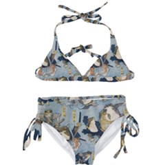 Famous Heroes Of The Kabuki Stage Played By Frogs  Kids  Classic Bikini Set by Sobalvarro