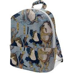 Famous Heroes Of The Kabuki Stage Played By Frogs  Zip Up Backpack by Sobalvarro