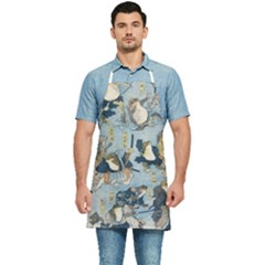 Famous Heroes Of The Kabuki Stage Played By Frogs  Kitchen Apron by Sobalvarro