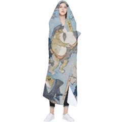 Famous Heroes Of The Kabuki Stage Played By Frogs  Wearable Blanket by Sobalvarro