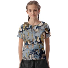 Famous Heroes Of The Kabuki Stage Played By Frogs  Kids  Frill Chiffon Blouse by Sobalvarro