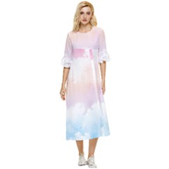 Morning Sky Love Double Cuff Midi Dress by designsbymallika