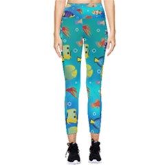 Cheerful And Bright Fish Swim In The Water Pocket Leggings  by SychEva