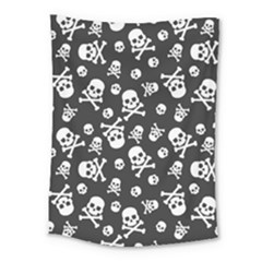 Skull And Cross Bone On Black Background Medium Tapestry