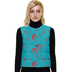Red Drops Women s Short Button Up Puffer Vest