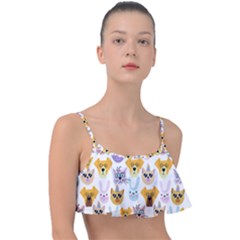 Funny Animal Faces With Glasses On A White Background Frill Bikini Top
