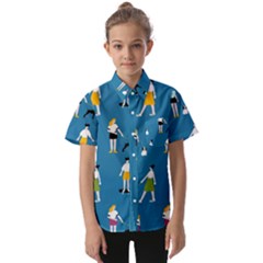 Girls Walk With Their Dogs Kids  Short Sleeve Shirt by SychEva