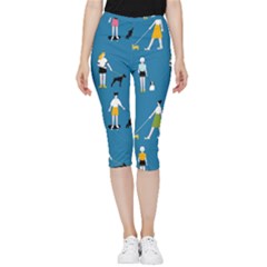 Girls Walk With Their Dogs Inside Out Lightweight Velour Capri Leggings 