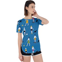 Girls Walk With Their Dogs Perpetual Short Sleeve T-shirt by SychEva
