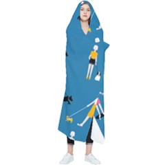 Girls Walk With Their Dogs Wearable Blanket by SychEva