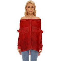 Leather Smooth 19 Off Shoulder Chiffon Pocket Shirt