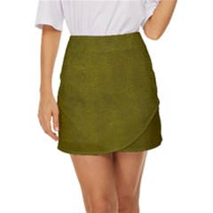 Leatherette 6 Green Mini Front Wrap Skirt
