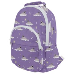 Pug Dog On A Cloud Rounded Multi Pocket Backpack