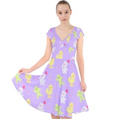 My Adventure Pastel Cap Sleeve Front Wrap Midi Dress by thePastelAbomination