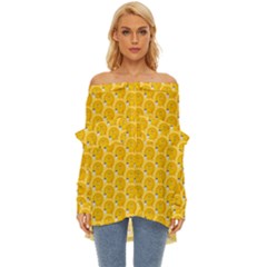 Cartoon Pattern Off Shoulder Chiffon Pocket Shirt