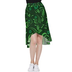 Folk Flowers Print Floral Pattern Ethnic Art Frill Hi Low Chiffon Skirt