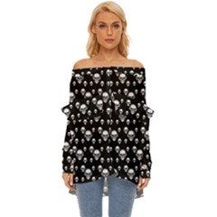 Skullmusician Off Shoulder Chiffon Pocket Shirt by Sparkle
