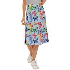 Watercolor Butterflies Midi Panel Skirt
