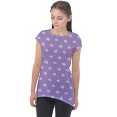 Pink Clouds On Purple Background Cap Sleeve High Low Top