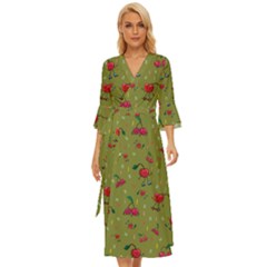 Red Cherries Athletes Midsummer Wrap Dress by SychEva