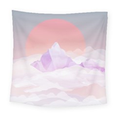 Mountain Sunset Above Clouds Square Tapestry (large) by Givinglala