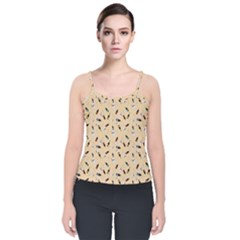Festive Champagne Velvet Spaghetti Strap Top
