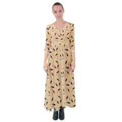 Festive Champagne Button Up Maxi Dress
