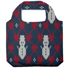 Christmas-seamless-knitted-pattern-background 004 Foldable Grocery Recycle Bag