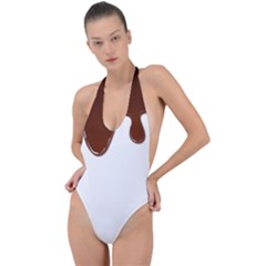 Chocolate Backless Halter One Piece Swimsuit