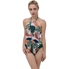 Tropical Polka Plants 2 Go With The Flow One Piece Swimsuit by flowerland