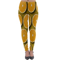 Orange Slices Cross Sections Pattern Lightweight Velour Leggings