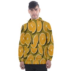 Orange Slices Cross Sections Pattern Men s Front Pocket Pullover Windbreaker