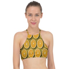 Orange Slices Cross Sections Pattern Racer Front Bikini Top
