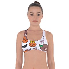 Illustration Pumpkin Bear Bat Bunny Chicken Got No Strings Sports Bra