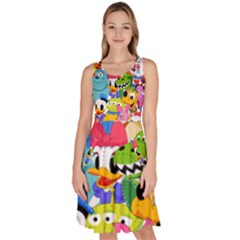 Illustration Cartoon Character Animal Cute Knee Length Skater Dress With Pockets by Sudhe