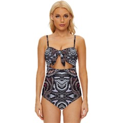 Autumn Patterns Knot Front One-piece Swimsuit